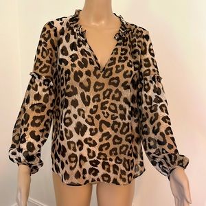 Banana Republic Leopard Sheer See though Blouse
